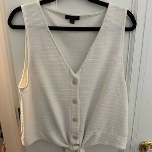 J. Crew Cream Button-Front Tie Tank Top
